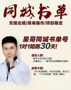 星哥同城教育书单号课程，无需出境简单操作项目稳定-泰戈创艺资源库