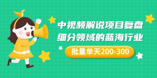 某付费文章：中视频解说项目复盘：细分领域的蓝海行业 批量单天200-300收益-泰戈创艺资源库