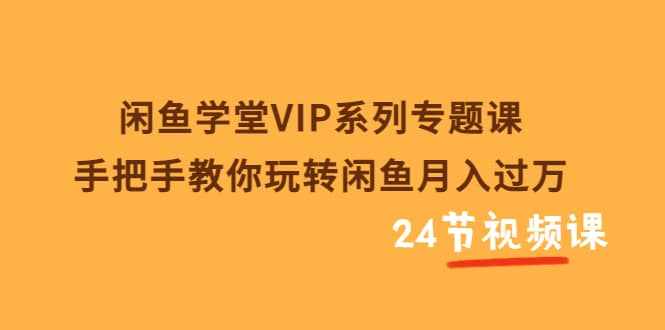 闲鱼学堂VIP系列专题课：手把手教你玩转闲鱼月入过万（共24节视频课）-泰戈创艺资源库