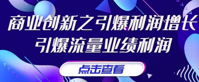 《商业创新之引爆利润增长》引爆流量业绩利润-泰戈创艺资源库