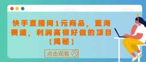 快手直播间1元商品，蓝海赛道，利润高很好做的项目【揭秘】-泰戈创艺资源库