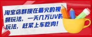 淘宝店群现在最火的视频玩法，一天几万UV的玩法，赶紧上车吃肉！-泰戈创艺资源库