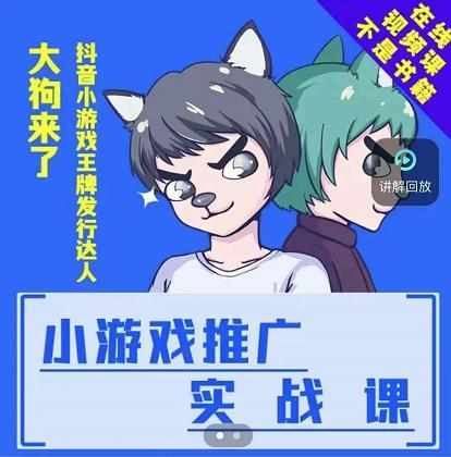 大狗来了：小游戏推广实战课，带你搭建一个游戏推广变现账号-泰戈创艺资源库
