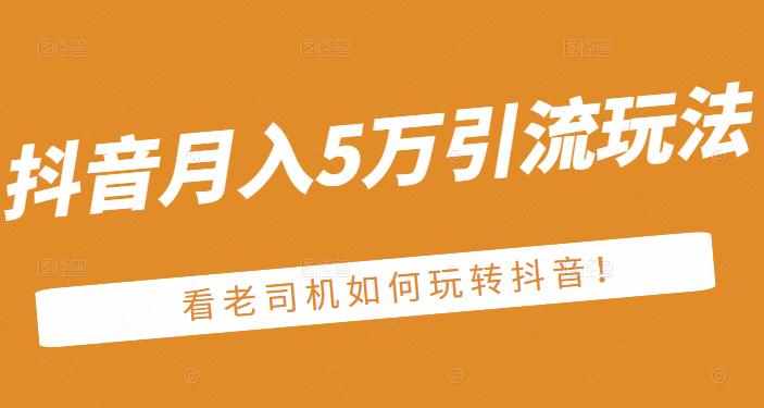老古董·抖音月入5万引流玩法，看看老司机如何玩转抖音(附赠：抖音另类引流思路)-泰戈创艺资源库