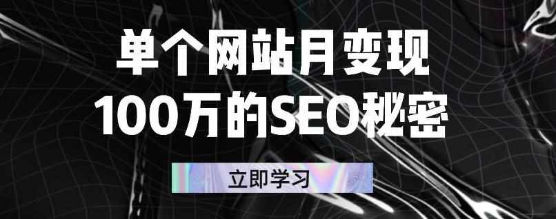 单个网站月变现100万的SEO秘密，百分百做出赚钱站点-泰戈创艺资源库