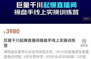 巨量千川起爆直播间操盘手实操训练营，实现快速起号和直播间高投产-泰戈创艺资源库