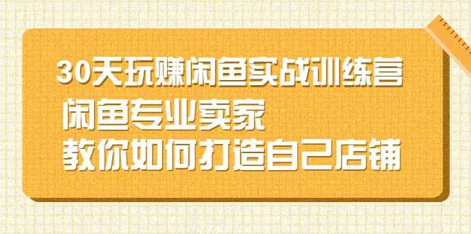 30天玩赚闲鱼实战训练营，闲鱼专业卖家教你如何打造自己店铺-泰戈创艺资源库
