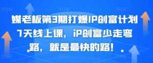 媒老板第3期打爆IP创富计划7天线上课，iP创富少走弯路，就是最快的路！-泰戈创艺资源库