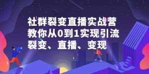 社群裂变直播实战营，教你从0到1实现引流、裂变、直播、变现-泰戈创艺资源库