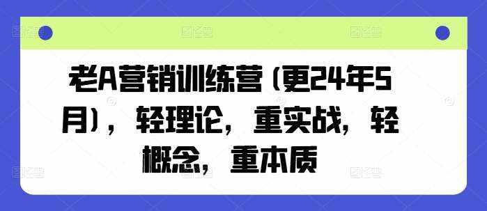 老A营销训练营(更24年7月)，轻理论，重实战，轻概念，重本质-泰戈创艺资源库