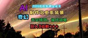 2024短视频掘金项目，AI制作治愈系风景，奇幻天空特效，操作简单，日入3位数【揭秘】-泰戈创艺资源库