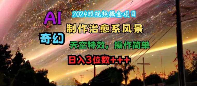 2024短视频掘金项目，AI制作治愈系风景，奇幻天空特效，操作简单，日入3位数【揭秘】-泰戈创艺资源库