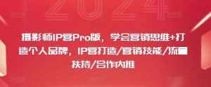 摄影师IP营Pro版，学会营销思维+打造个人品牌，IP营打造/营销技能/流量扶持/合作内推-泰戈创艺资源库