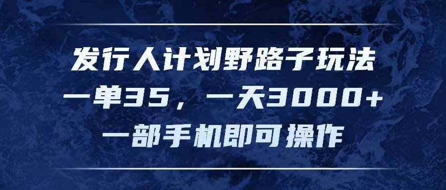 （11750期）发行人计划野路子玩法，一单35，一天3000+，一部手机即可操作-泰戈创艺资源库