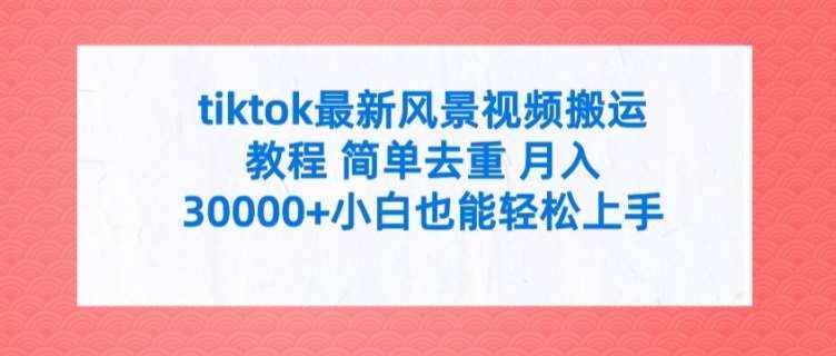 tiktok最新风景视频搬运教程 简单去重 月入3W+小白也能轻松上手【揭秘】-泰戈创艺资源库
