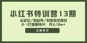 小红书特训营13期,从定位/到起号/到变现全路径,0-1打造赚钱IP,月入10w+-泰戈创艺资源库