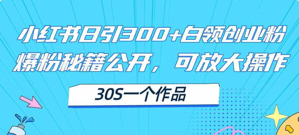 （11692期）小红书日引300+高质白领创业粉，可放大操作，爆粉秘籍！30s一个作品-泰戈创艺资源库
