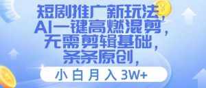 短剧推广新玩法，AI一键高燃混剪，无需剪辑基础，条条原创，小白月入3W+【揭秘】-泰戈创艺资源库