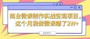 商业微课制作实战变现项目，这个月我做微课赚了2W+-泰戈创艺资源库