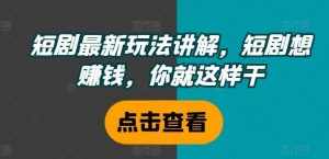 短剧最新玩法讲解，短剧想赚钱，你就这样干-泰戈创艺资源库