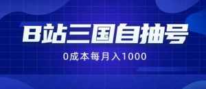 B站三国自抽号项目,0成本纯手动,每月稳赚1000【揭秘】-泰戈创艺资源库