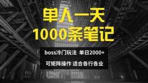 单人一天1000条笔记，日入2000+，BOSS直聘的正确玩法【揭秘】-泰戈创艺资源库
