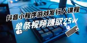 （11766期）抖音小程序-游戏发行人课程：带你玩转游戏任务变现，单条视频赚取25w-泰戈创艺资源库