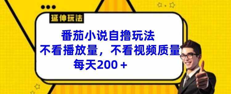 番茄小说自撸玩法，不看播放量，不看视频质量，每天200+【揭秘】-泰戈创艺资源库