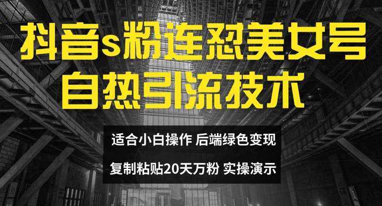 抖音s粉连怼美女号自热引流技术复制粘贴，20天万粉账号，无需实名制，矩阵操作【揭秘】-泰戈创艺资源库