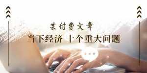 （11707期）某付费文章《当下经济 十个重大问题》覆盖了大家关心的全部经济类话题-泰戈创艺资源库