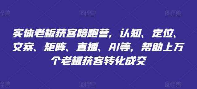 实体老板获客陪跑营，认知、定位、文案、矩阵、直播、AI等，帮助上万个老板获客转化成交-泰戈创艺资源库