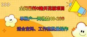 全网最新0撸天花板项目 单账户一天收益40-200 适合宝妈、工作室批量操作-泰戈创艺资源库