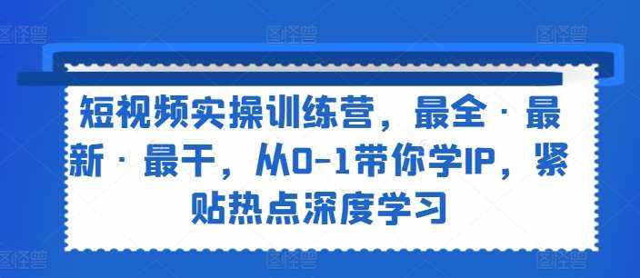 短视频实操训练营，最全·最新·最干，从0-1带你学IP，紧贴热点深度学习-泰戈创艺资源库