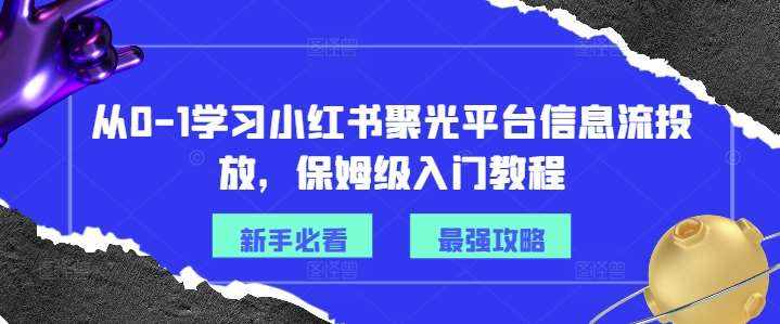 从0-1学习小红书聚光平台信息流投放，保姆级入门教程-泰戈创艺资源库
