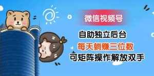 （11910期）微信视频号自助独立后台每天躺赚三位数可矩阵操作解放双手-泰戈创艺资源库