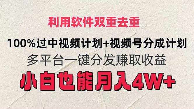 （11862期）利用软件双重去重，100%过中视频+视频号分成计划小白也可以月入4W+-泰戈创艺资源库