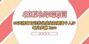 (11841期)小红书·个人IP特训营:60天拥有 自动转化成交双渠道个人IP,每月多赚 2w+-泰戈创艺资源库