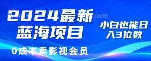 （11894期）2024最新蓝海项目，0成本卖影视会员，小白也能日入3位数-泰戈创艺资源库
