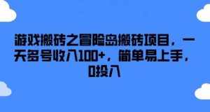 游戏搬砖之冒险岛搬砖项目，一天多号收入100+，简单易上手，0投入【揭秘】-泰戈创艺资源库