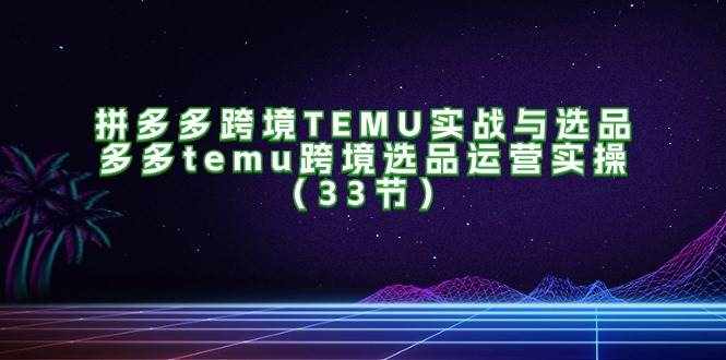 （11934期）拼多多跨境TEMU实战与选品，多多temu跨境选品运营实操（33节）-泰戈创艺资源库
