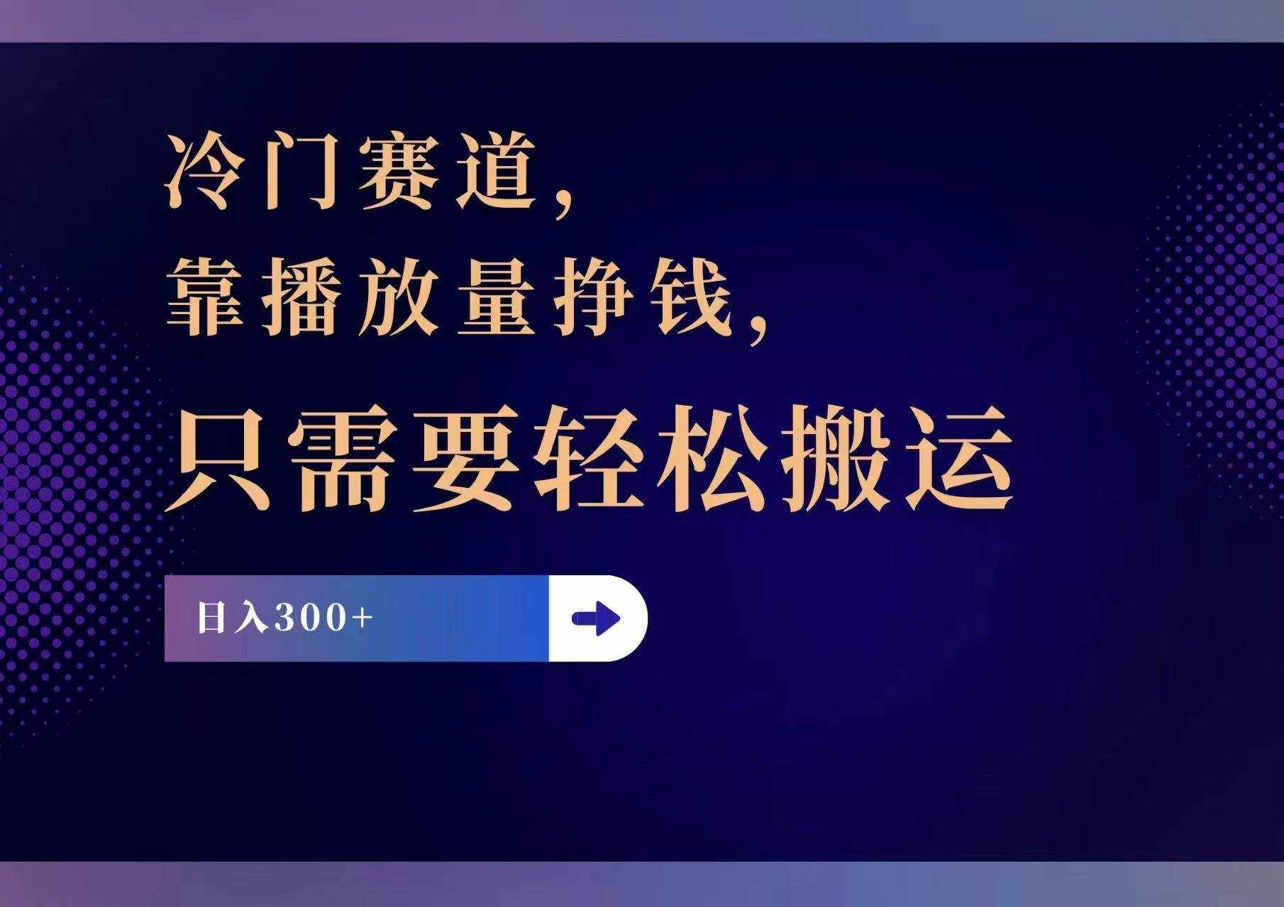 （11965期）冷门赛道，靠播放量挣钱，只需要轻松搬运，日赚300+-泰戈创艺资源库