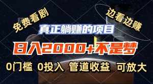 （11979期）免费看剧，边看边赚，日入2000+不是梦，一个真正的躺赚项目-泰戈创艺资源库