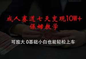 成人赛道七天变现10W+保姆教学，可放大，0基础小白也能轻松上车【揭秘】-泰戈创艺资源库