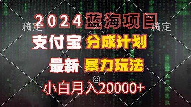 （12339期）2024蓝海项目，支付宝分成计划，暴力玩法，刷爆播放量，小白月入20000+-泰戈创艺资源库