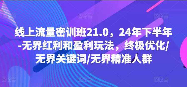 线上流量密训班21.0，24年下半年-无界红利和盈利玩法，终极优化/无界关键词/无界精准人群-泰戈创艺资源库