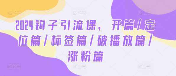 2024钩子引流课，开篇/定位篇/标签篇/破播放篇/涨粉篇-泰戈创艺资源库