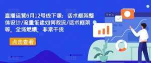 直播运营6月12号线下课：话术框架整体设计/流量低迷如何救流/话术框架等，全场燃爆，非常干货-泰戈创艺资源库