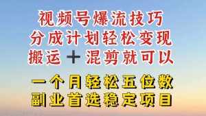 视频号分成最暴力赛道，几分钟出一条原创，最强搬运+混剪新方法，谁做谁爆【揭秘】-泰戈创艺资源库