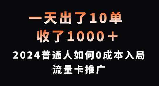 一天出了10单，收了1000+，2024普通人如何0成本入局流量卡推广【揭秘】-泰戈创艺资源库