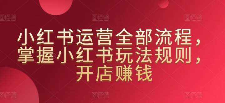 小红书运营全部流程，掌握小红书玩法规则，开店赚钱-泰戈创艺资源库